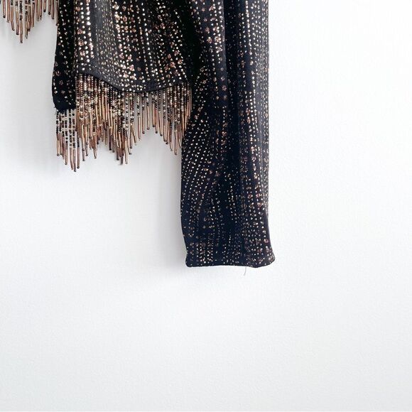 Joseph Ribkoff Jacket Luxurious Brown Gold Beaded Glitter Cardigan Women's 12 - Picture 7 of 7